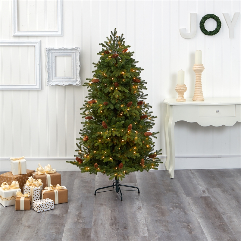 Nearly Natural 5.5ft Yukon Mountain Fir Christmas Tree w/ 250 Clear Lights