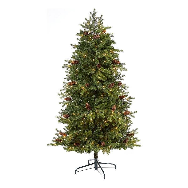 Nearly Natural 5.5ft Yukon Mountain Fir Christmas Tree w/ 250 Clear Lights