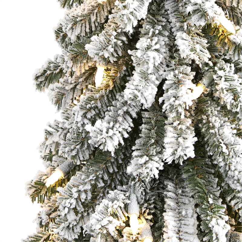 Nearly Natural 2ft Flocked Grand Alpine Christmas Tree w/ 35 Clear Lights