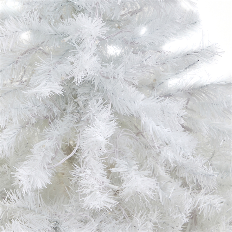Nearly Natural 4.5ft White Christmas Tree w/ 100 Clear LED Lights in Red Planter