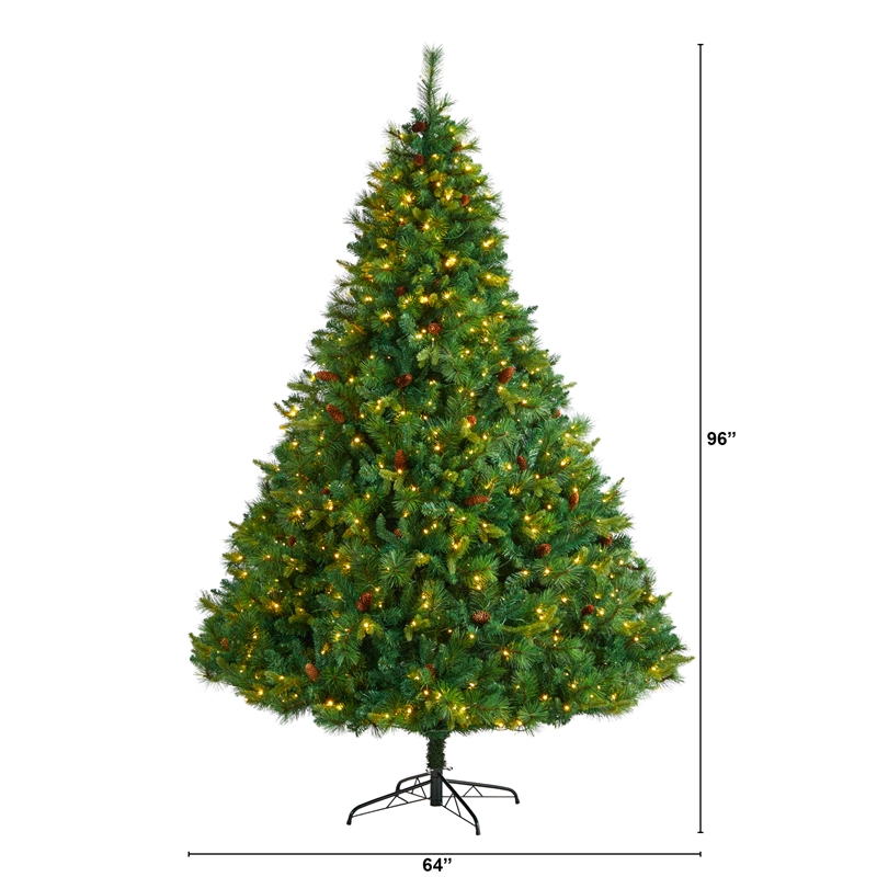 Nearly Natural 8ft West Virginia Full Bodied Mixed Pine Christmas Tree w/700 LED