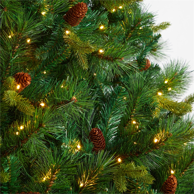 Nearly Natural 8ft West Virginia Full Bodied Mixed Pine Christmas Tree w/700 LED