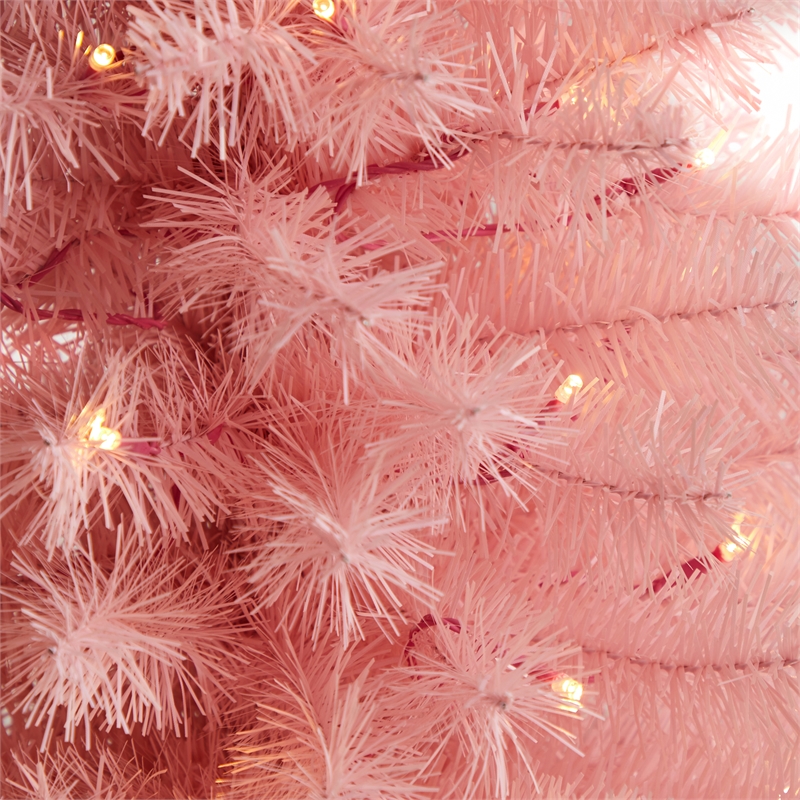 Nearly Natural 3ft Pink Artificial Christmas Tree with 50 LED Lights in Pink