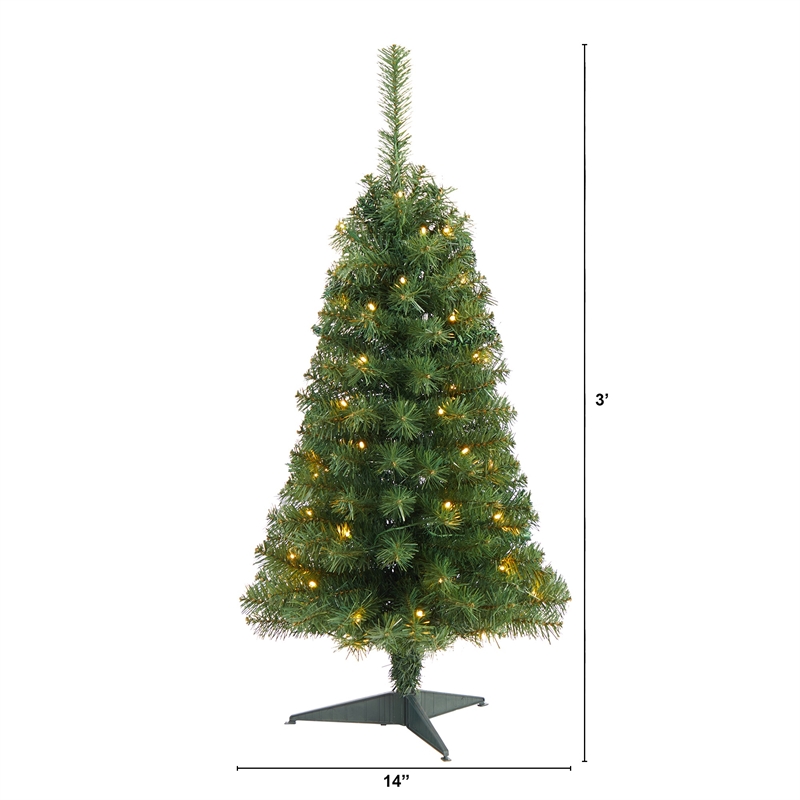 Nearly Natural 3ft Green Christmas Tree w/ 50 LED Lights & 118 Bendable Branches