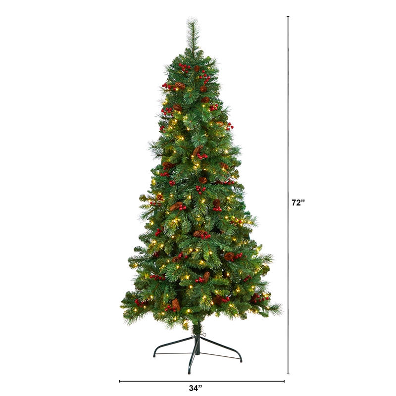 Nearly Natural 6ft Flat Back Montreal Mountain Pine Christmas Tree
