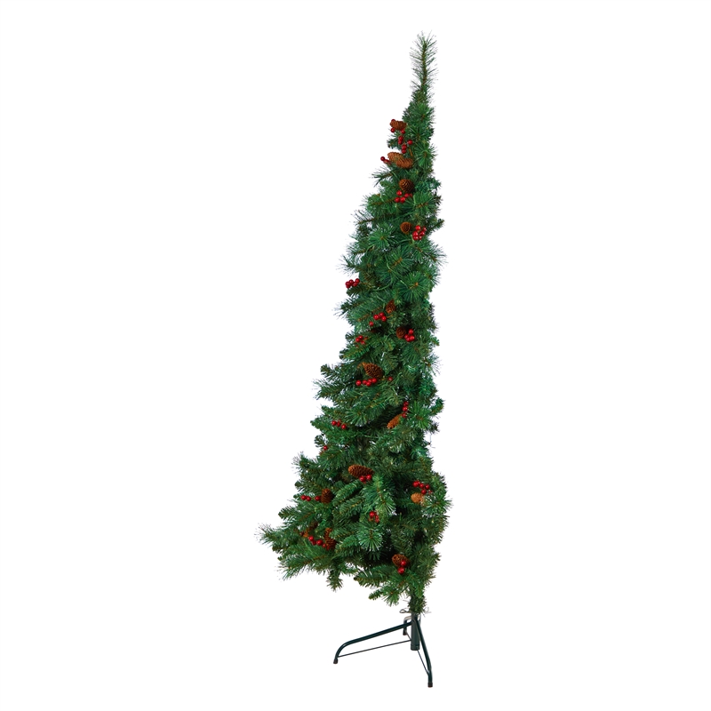 Nearly Natural 6ft Flat Back Montreal Mountain Pine Christmas Tree