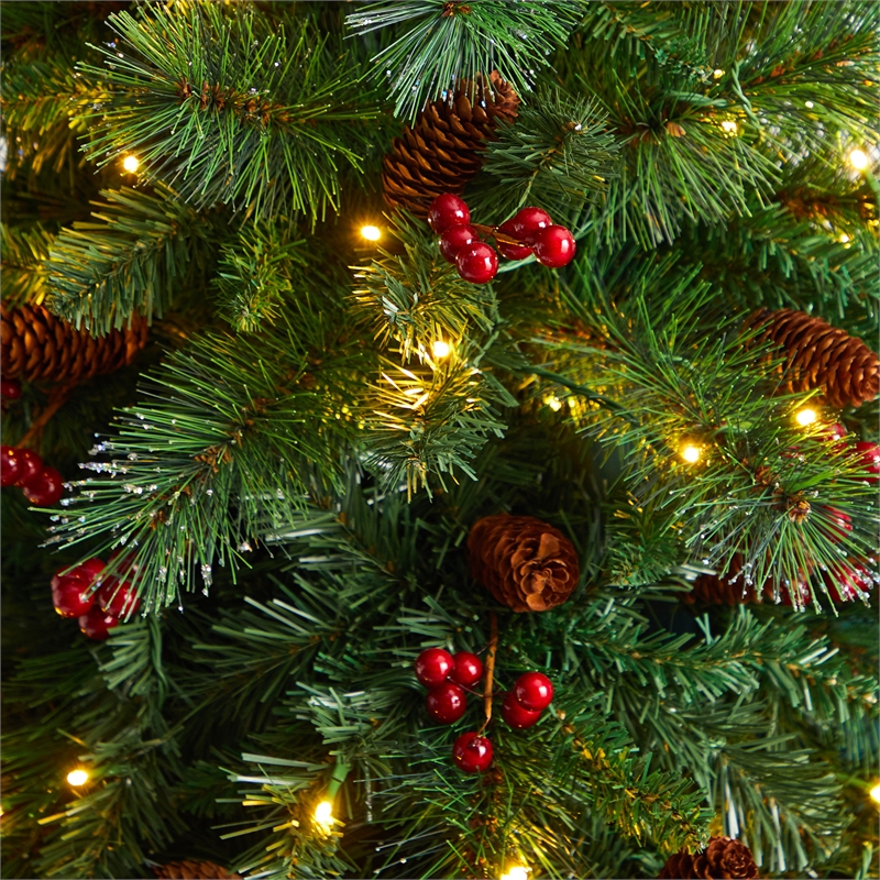 Nearly Natural 6ft Flat Back Montreal Mountain Pine Christmas Tree