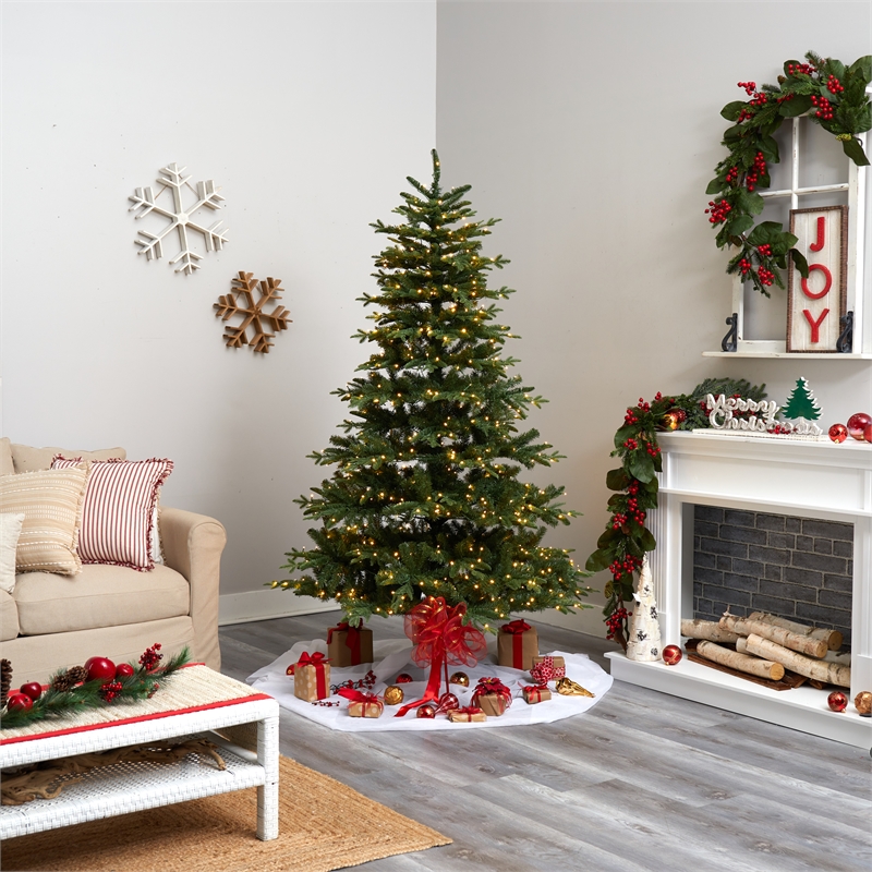 Nearly Natural 7ft Montreal Spruce Christmas Tree w/ 650 Warm White LED