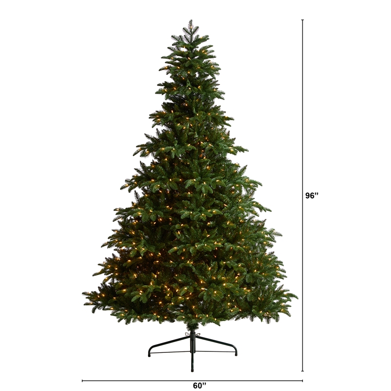 Nearly Natural 8ft South Carolina Spruce Christmas Tree w/ 700 White Warm Lights