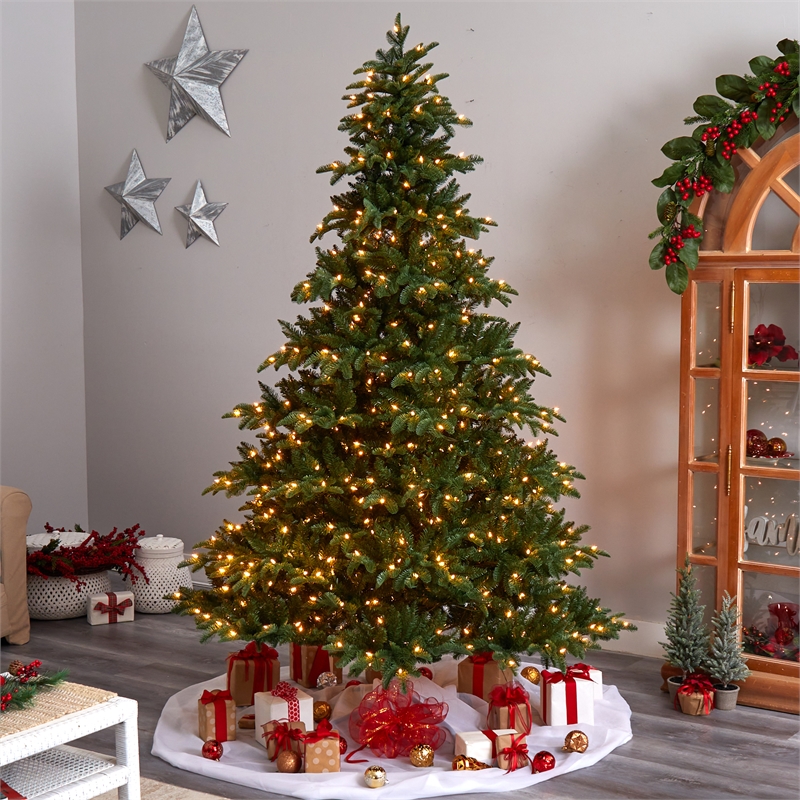 Nearly Natural 8ft South Carolina Spruce Christmas Tree w/ 700 White Warm Lights