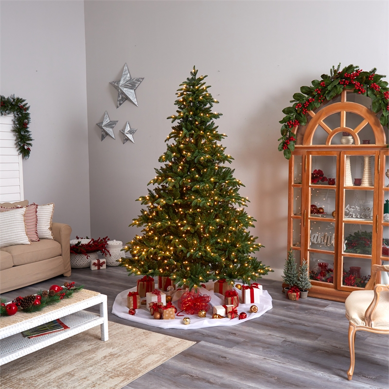 Nearly Natural 8ft South Carolina Spruce Christmas Tree w/ 700 White Warm Lights