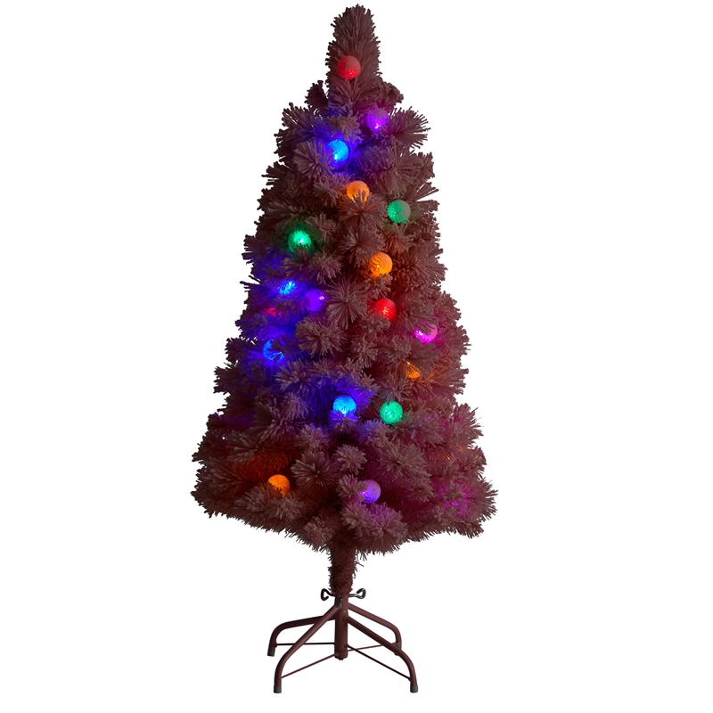 Nearly Natural 4ft Holiday Frosted Pink Cashmere Christmas Tree in Pink