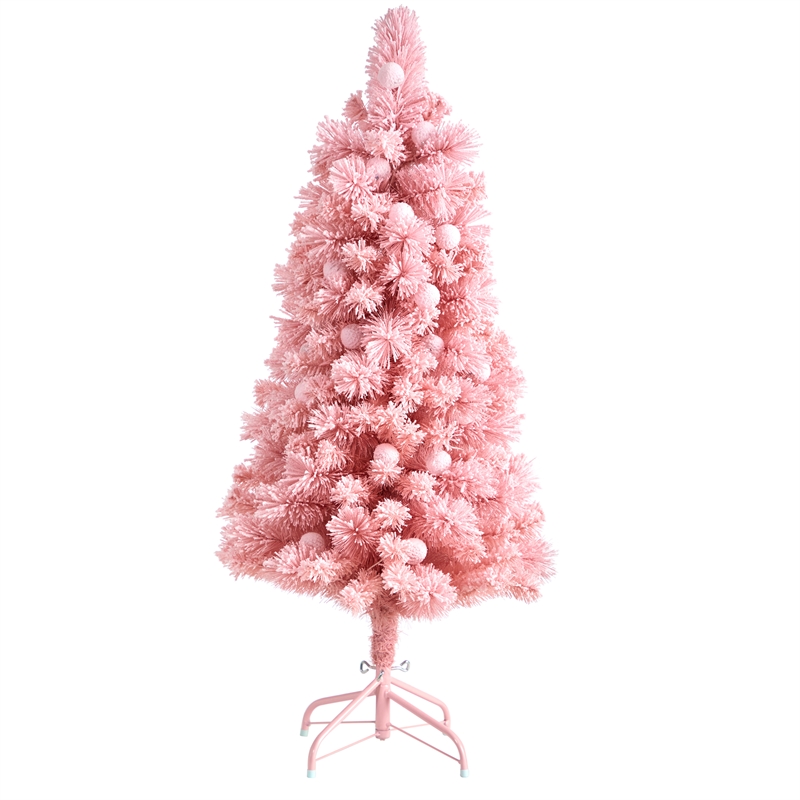 Nearly Natural 4ft Holiday Frosted Pink Cashmere Christmas Tree in Pink