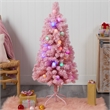 Nearly Natural 4ft Holiday Frosted Pink Cashmere Christmas Tree in Pink