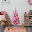 Nearly Natural 4ft Holiday Frosted Pink Cashmere Christmas Tree in Pink