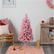 Nearly Natural 4ft Holiday Frosted Pink Cashmere Christmas Tree in Pink