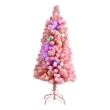 Nearly Natural 4ft Holiday Frosted Pink Cashmere Christmas Tree in Pink