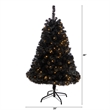 Nearly Natural 4ft Black Artificial Christmas Tree with 170 Clear LED Lights