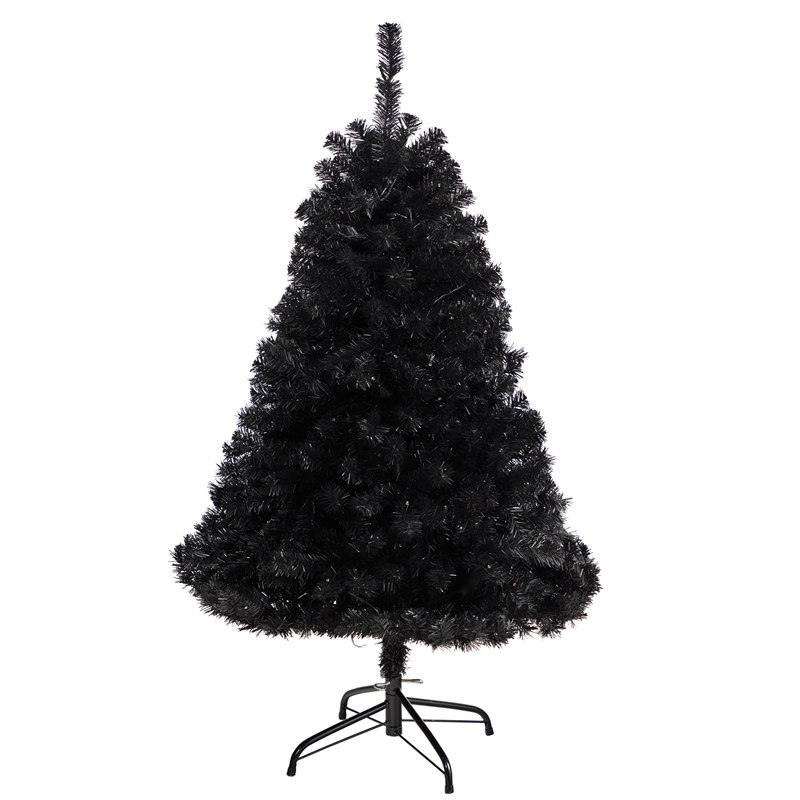 Nearly Natural 4ft Black Artificial Christmas Tree with 170 Clear LED Lights