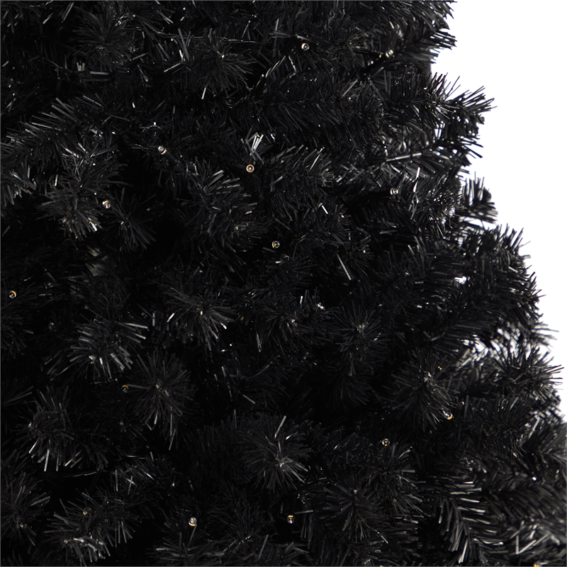 Nearly Natural 4ft Black Artificial Christmas Tree with 170 Clear LED Lights