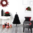 Nearly Natural 4ft Black Artificial Christmas Tree with 170 Clear LED Lights