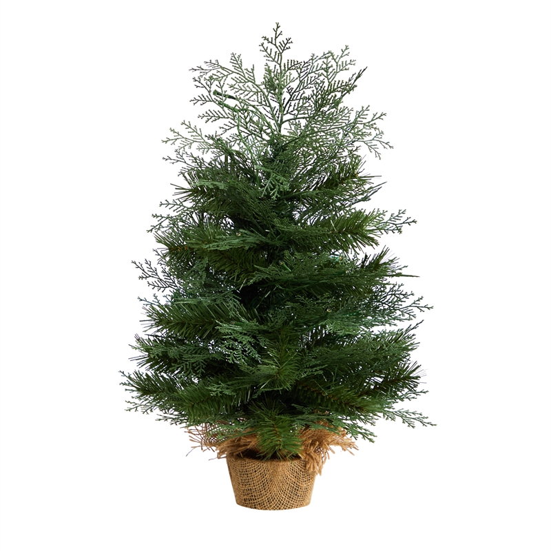 Nearly Natural 2ft Artificial Christmas Tree in Burlap Base w/ 35 Warm White LED