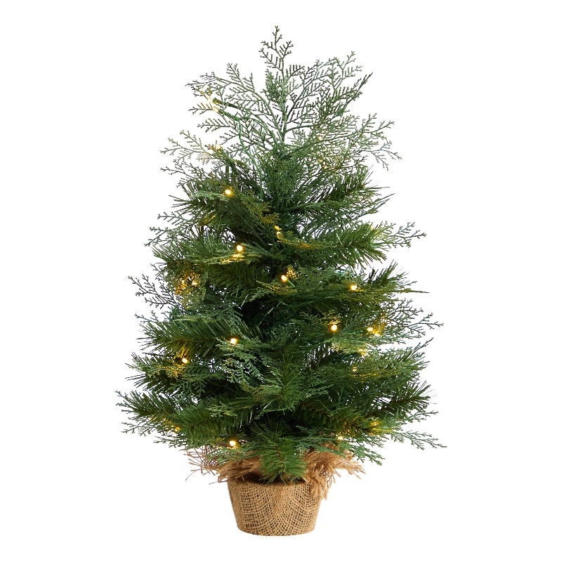 Nearly Natural 2ft Artificial Christmas Tree in Burlap Base w/ 35 Warm White LED