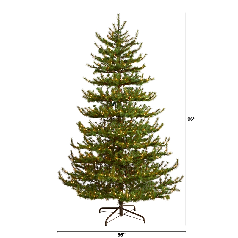 Nearly Natural 8ft Vancouver Mountain Pine Christmas Tree w/ 650 Clear Lights