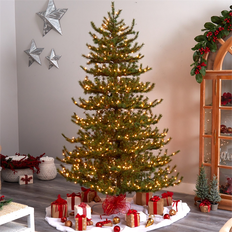 Nearly Natural 8ft Vancouver Mountain Pine Christmas Tree w/ 650 Clear Lights