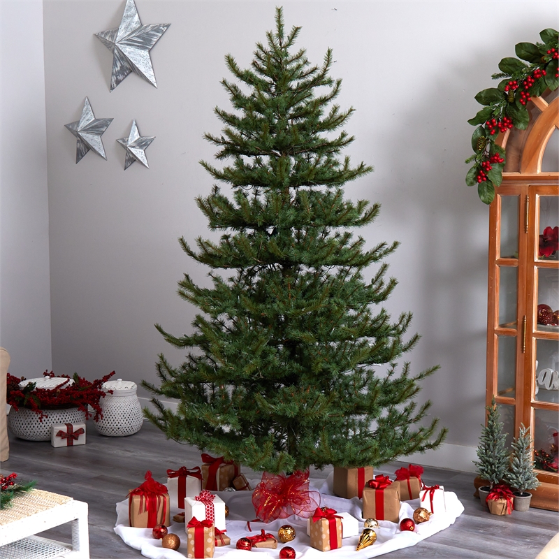 Nearly Natural 8ft Vancouver Mountain Pine Christmas Tree w/ 650 Clear Lights