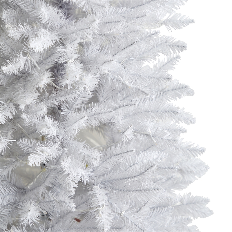 Nearly Natural 6ft Slim White Christmas Tree with 250 Warm White LED Lights