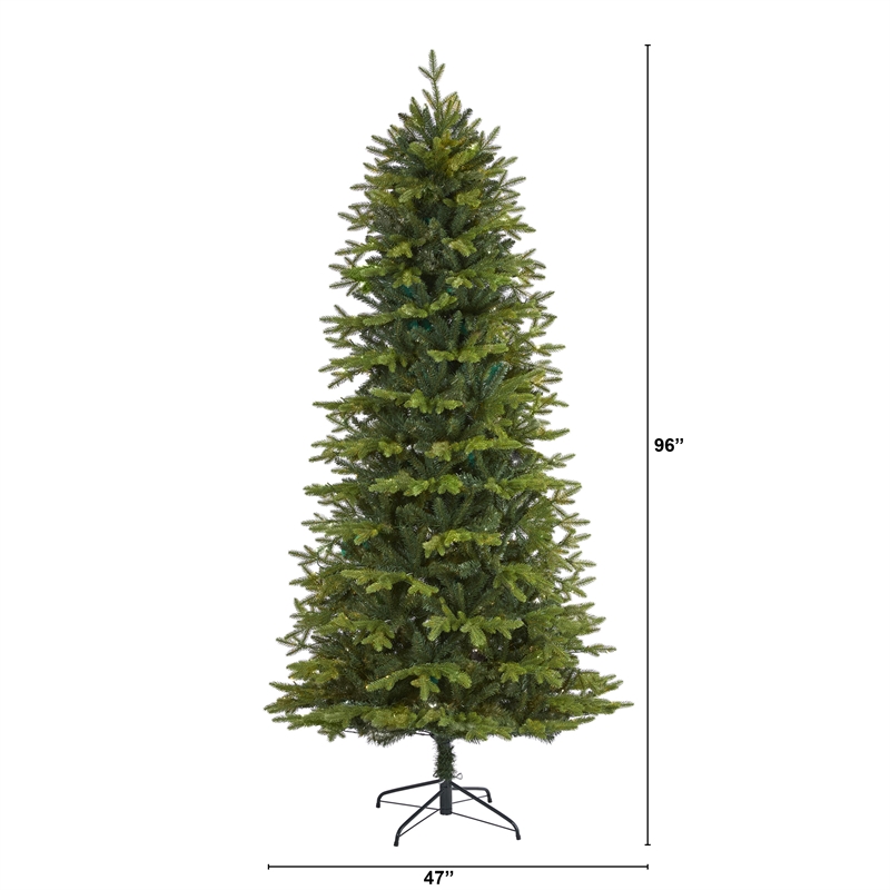 Nearly Natural 8ft Belgium Fir Natural-Look Green Christmas Tree