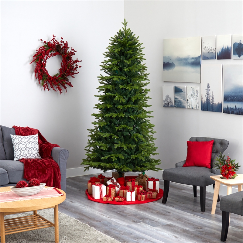 Nearly Natural 8ft Belgium Fir Natural-Look Green Christmas Tree