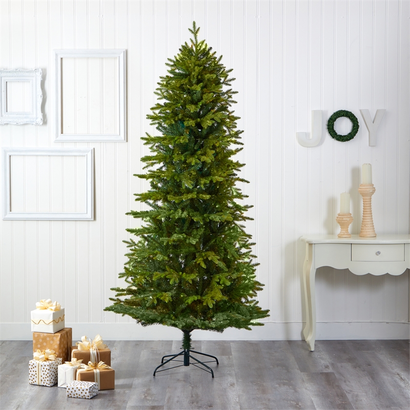 Nearly Natural 8ft Belgium Fir Natural-Look Green Christmas Tree