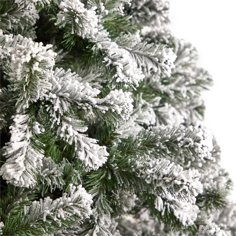 Nearly Natural 9ft Flocked West Virginia Fir Christmas Tree w/ 650 Clear LED