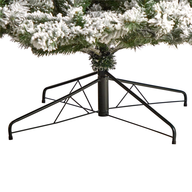 Nearly Natural 9ft Flocked West Virginia Fir Christmas Tree w/ 650 Clear LED