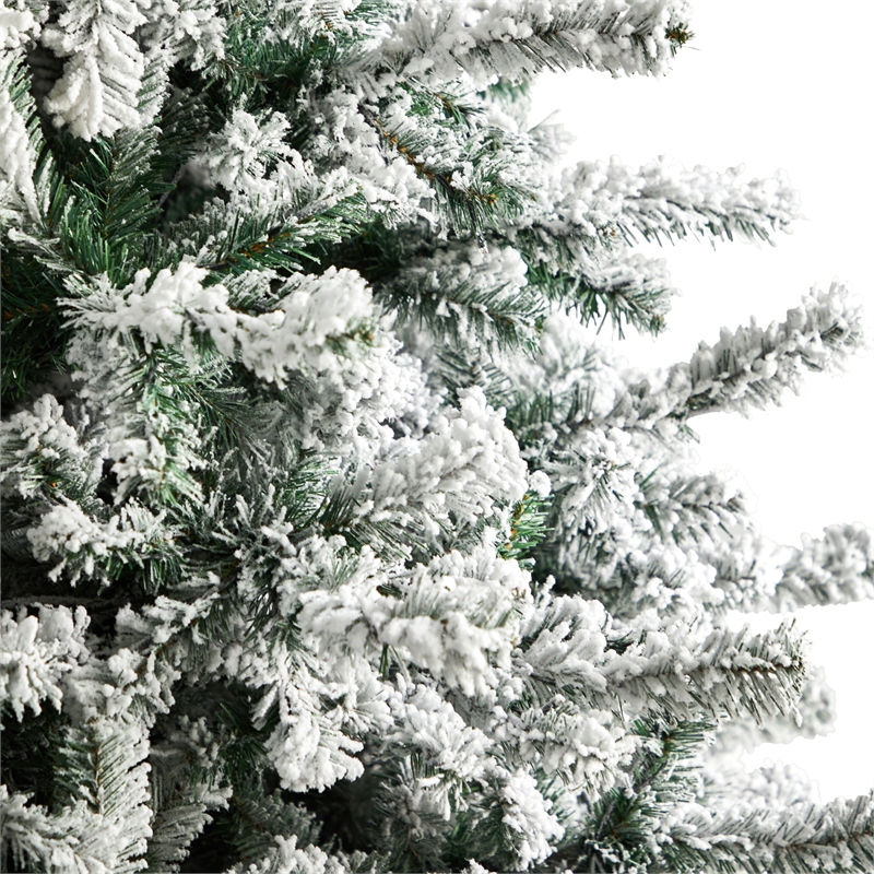 Nearly Natural 10ft Flocked Rock Springs Spruce Christmas Tree w/ 800 LED Lights