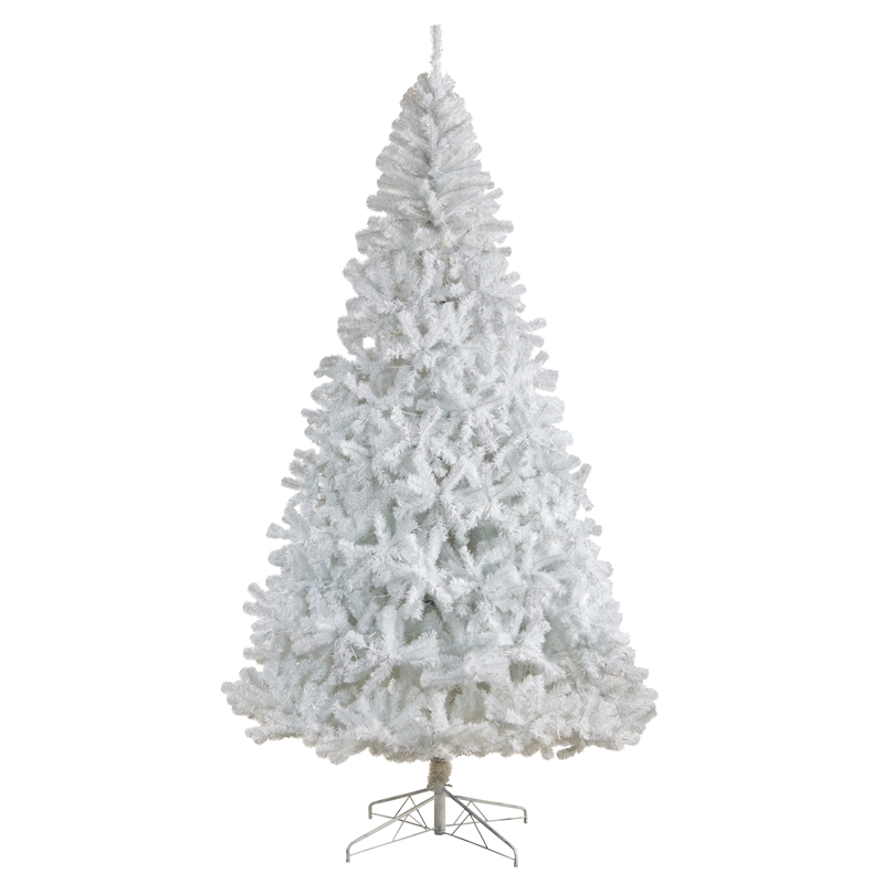 Nearly Natural 9ft White Christmas Tree with 650 LED Lights in White