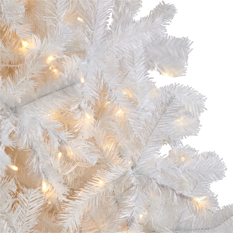 Nearly Natural 9ft White Christmas Tree with 650 LED Lights in White
