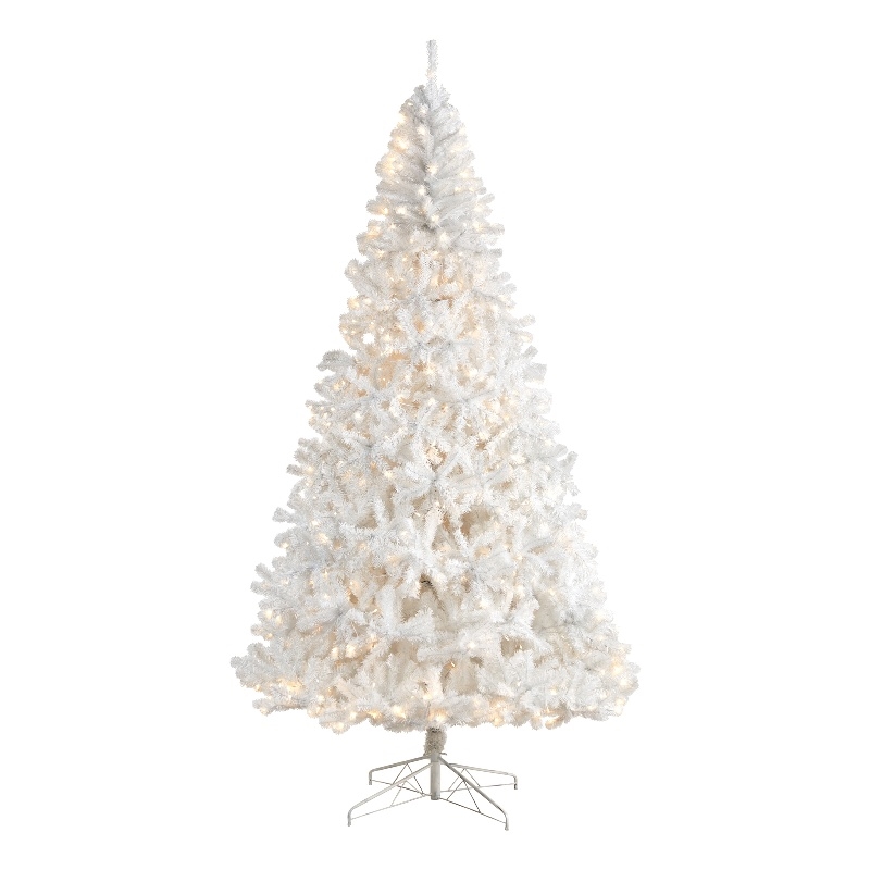 Nearly Natural 9ft White Christmas Tree with 650 LED Lights in White