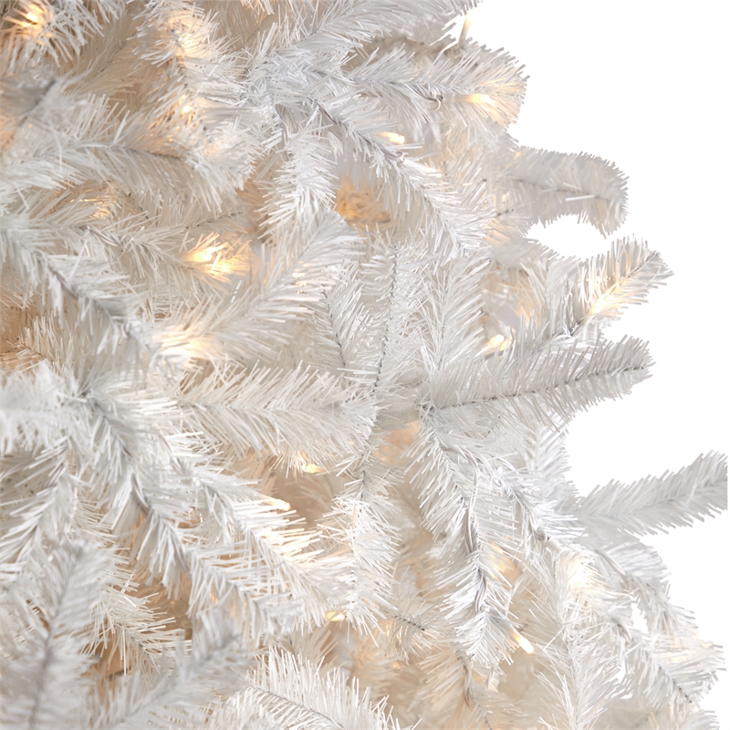 Nearly Natural 10ft White Christmas Tree with 800 LED Lights in White