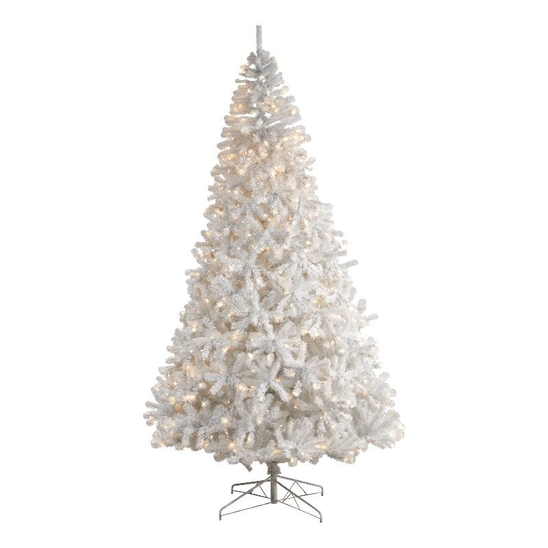 Nearly Natural 10ft White Christmas Tree with 800 LED Lights in White