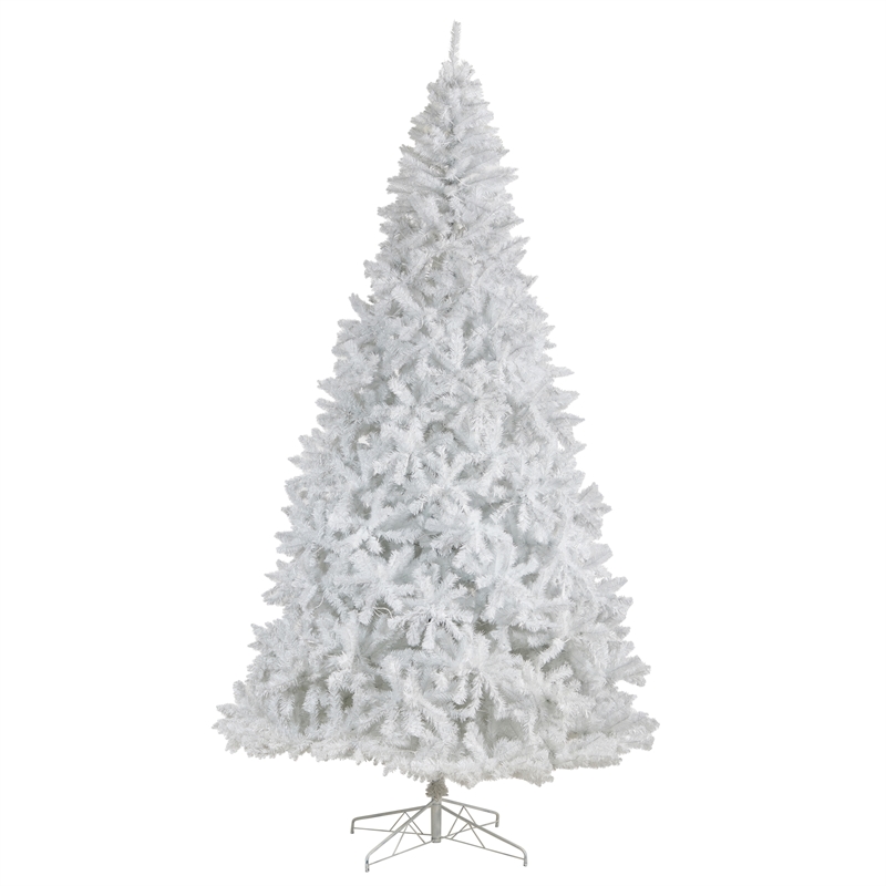 Nearly Natural 11ft White Christmas Tree with 1000 LED Lights in White