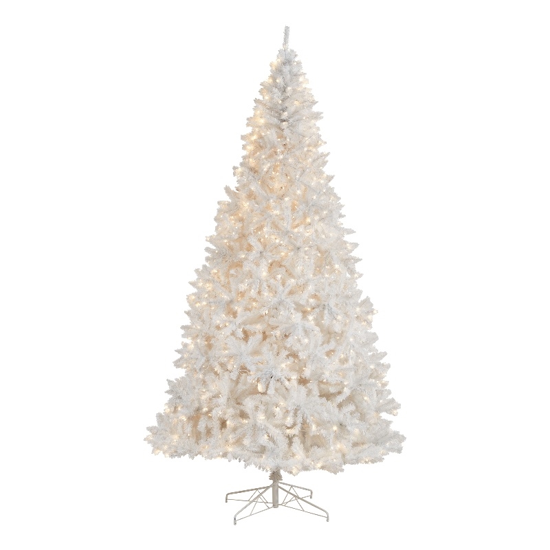 Nearly Natural 11ft White Christmas Tree with 1000 LED Lights in White