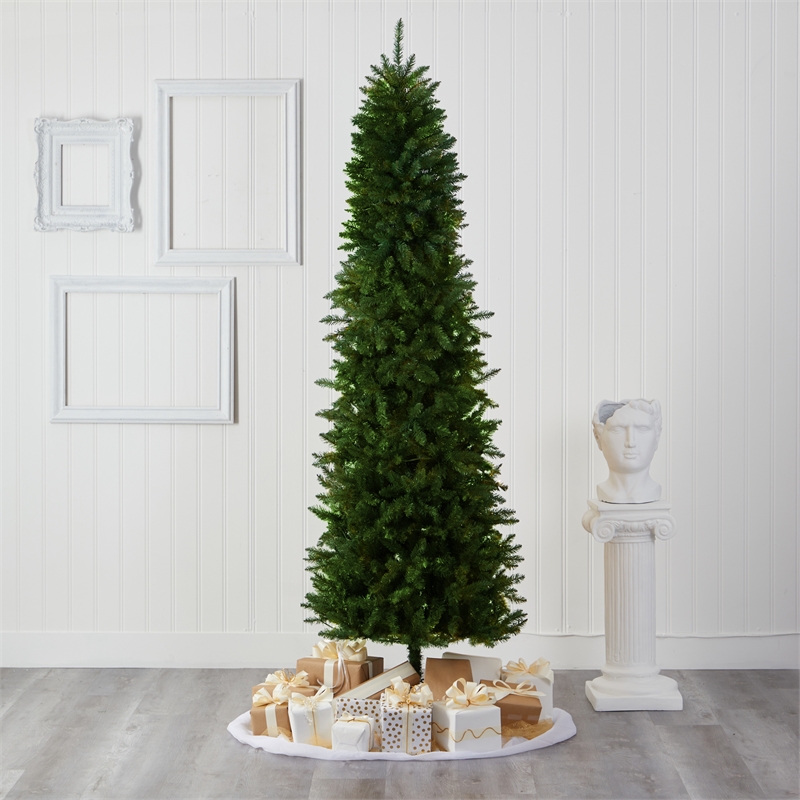 Nearly Natural 8ft Slim Green Mountain Pine Christmas Tree