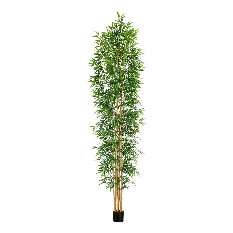 Nearly Natural 12ft Artificial Bamboo Tree with Real Bamboo Trunks in Green