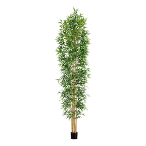 Nearly Natural 12ft Artificial Bamboo Tree with Real Bamboo Trunks in Green