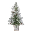 Nearly Natural 2ft Frosted Pre-Lit Green Christmas Tree w/ Pinecones in Planter