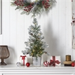 Nearly Natural 2ft Frosted Pre-Lit Green Christmas Tree w/ Pinecones in Planter