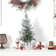 Nearly Natural 2ft Frosted Pre-Lit Green Christmas Tree w/ Pinecones in Planter